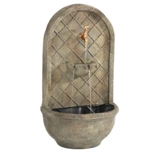 Sunnydaze Decor Messina Resin Florentine Solar Outdoor Wall Fountain with Battery Backup