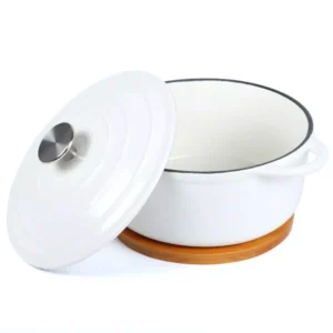 Creative Home 7.5 in. Round Tempered Glass Trivet Serving Board, Fruit Pattern with Solid Wood Trim