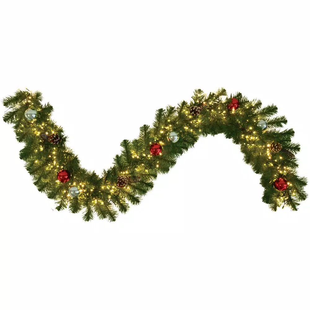 Fraser Hill Farm 6 ft. Pre-Lit Artificial Christmas Garland with Pine Cones