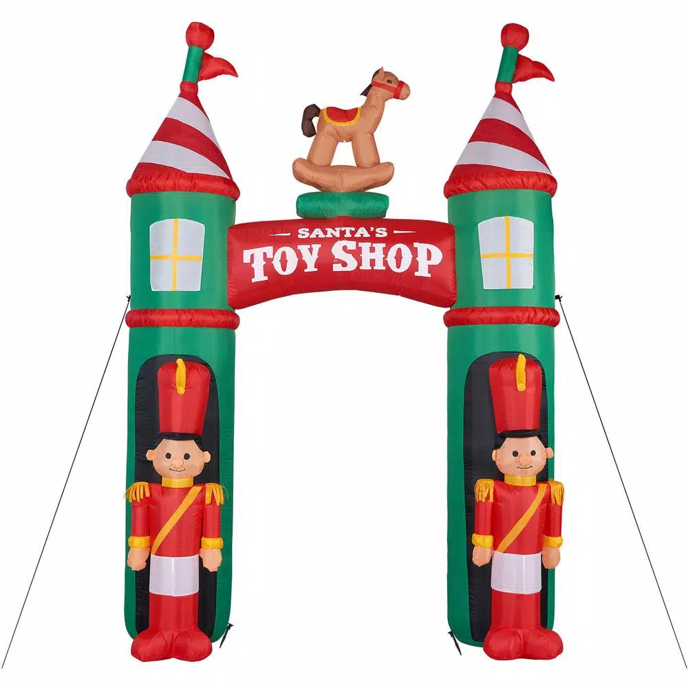 Fraser Hill Farm 10 ft. Santa's Toy Shop Archway Inflatable with Lights