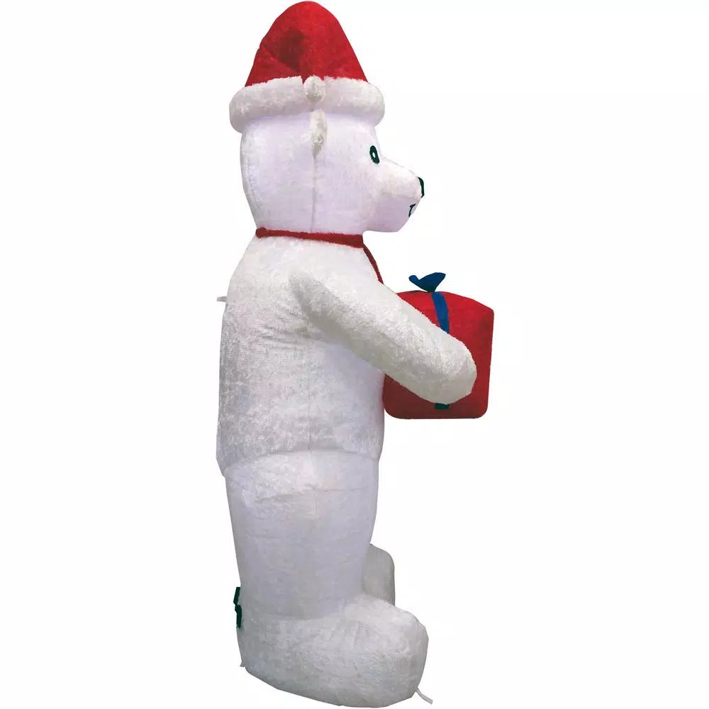 Fraser Hill Farm 8 ft. Pre-Lit Plush Polar Bear Christmas Inflatable