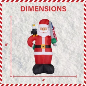 Fraser Hill Farm 8 ft. Americana Santa with Bald Eagle Christmas Inflatable with Lights