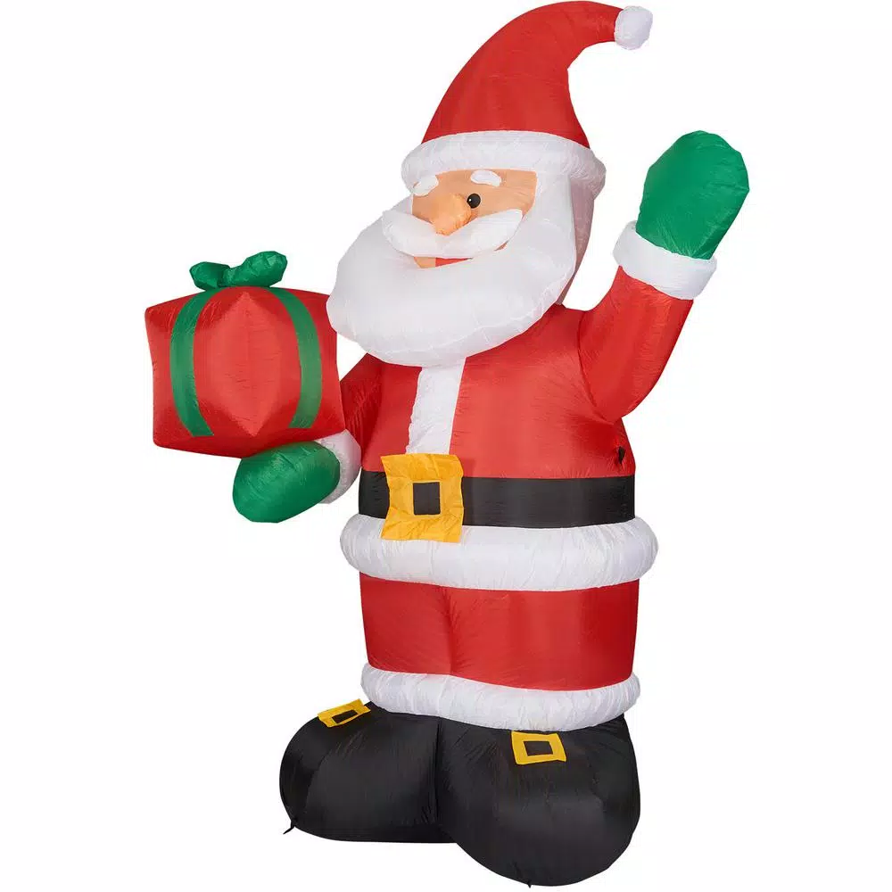 Fraser Hill Farm 10 ft. Santa Claus with Gift Bag Christmas Inflatable with Lights