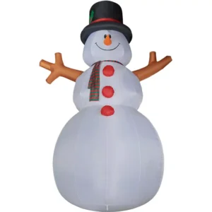 Fraser Hill Farm 20 ft. Jolly Snowman Christmas Inflatable with Lights