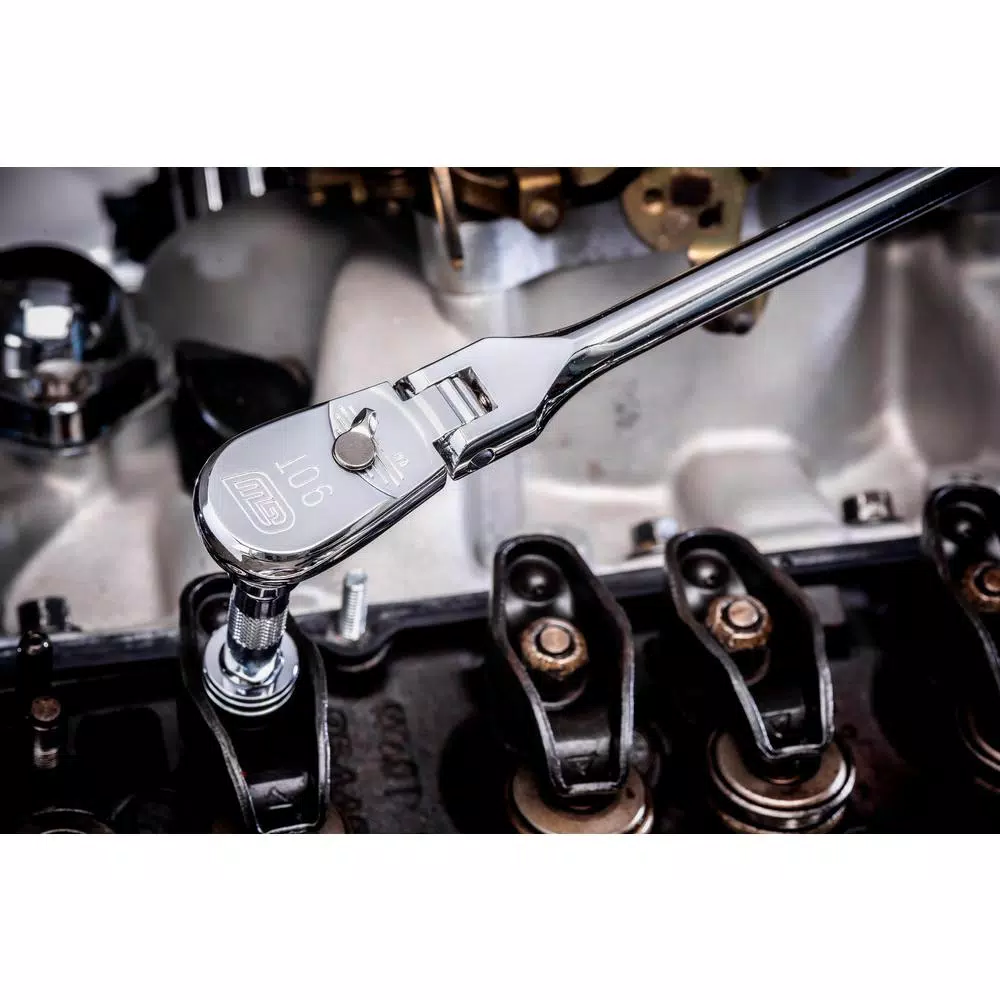 GEARWRENCH 1/4 in. Drive x 7 in. 90-Tooth Flex Head Teardrop Ratchet