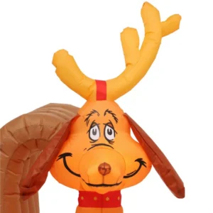 Gemmy 6 ft. Tall Airblown Inflatable Grinch and Max on Sled Scene