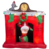 Gemmy 5 ft. W x 5.6 ft. H Inflatable Santa's Head Popping Down at Fireplace Scene