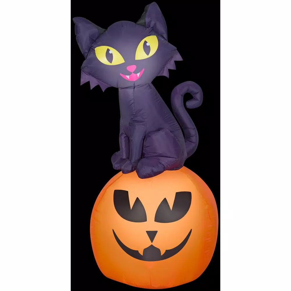 Gemmy 5.5 ft. H Cat On Pumpkin-SM Scene Halloween Inflatable