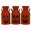 Gerson Rustic Metal Milk Can Jack-O-Lantern Luminaries (Set of 3)