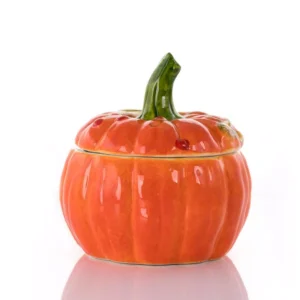 Gibson Home Stoneware Pumpkin Cookie Jar in Orange with Lid