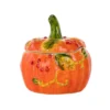 Gibson Home Stoneware Pumpkin Cookie Jar in Orange with Lid