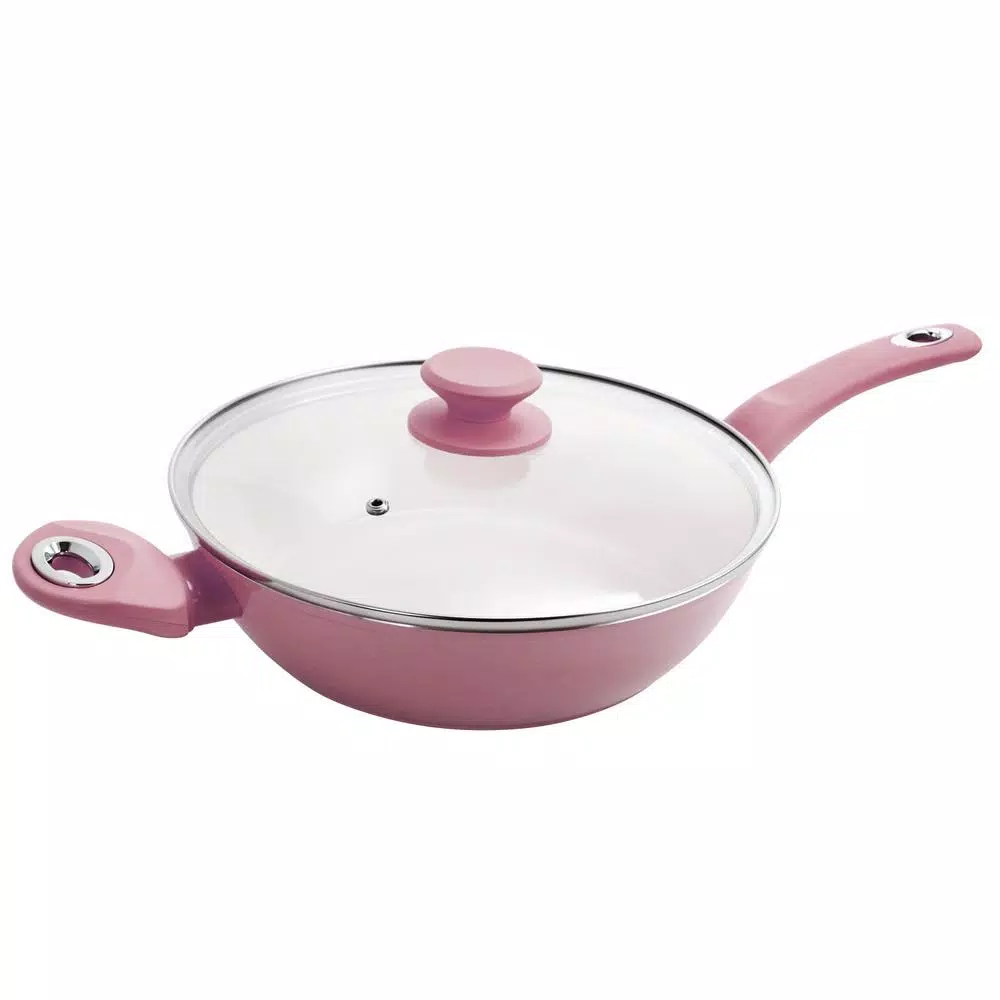 Gibson Home Plaza Cafe 3.5 qt. Aluminum Nonstick Saute Pan in Lavender with Glass Lid