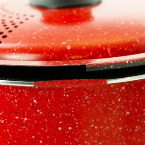 Gibson Home Granita 6 qt. Aluminum Pasta Pot in Red Speckle with Lid