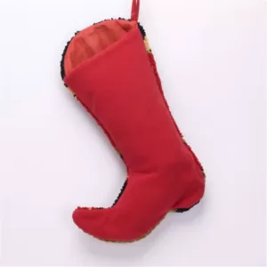 Glitzhome 20.69 in. H Hooked Stocking Red Boot