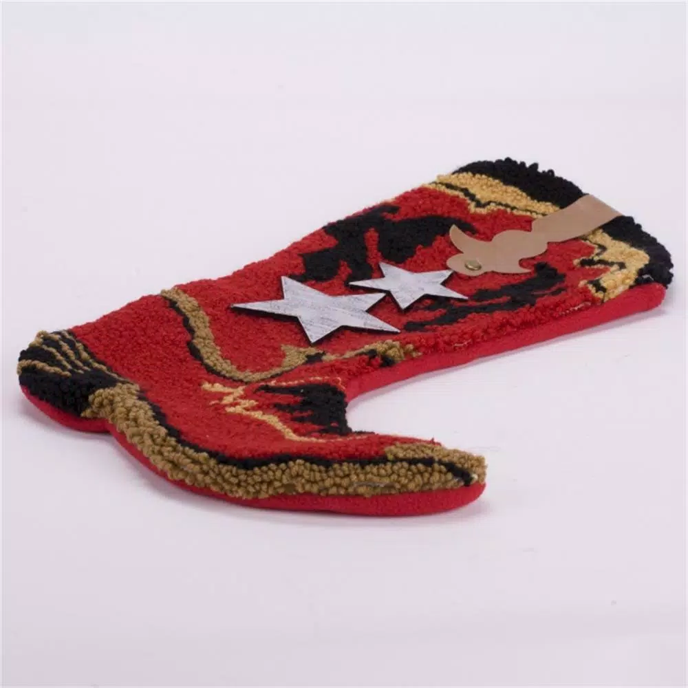 Glitzhome 20.69 in. H Hooked Stocking Red Boot