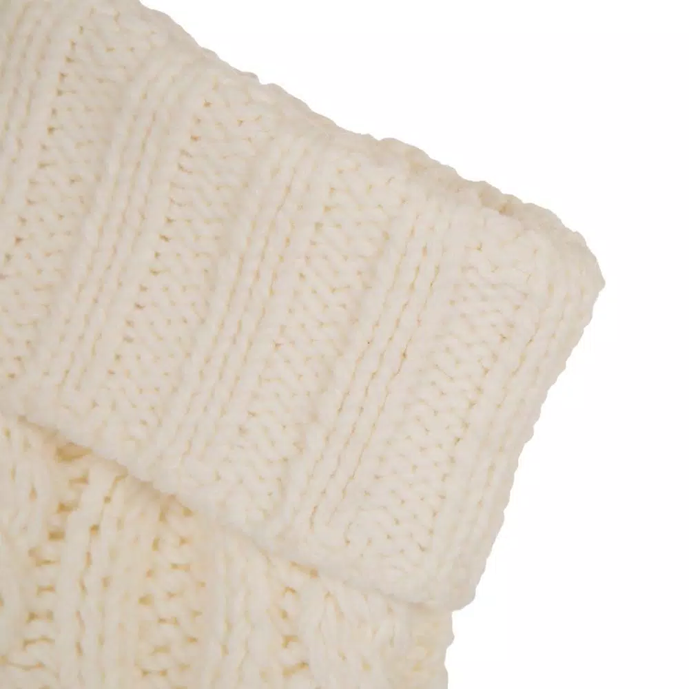 Glitzhome 24 in.H Knitted Polyester Christmas Stocking with Pom Ball-White