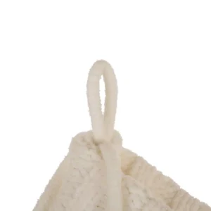 Glitzhome 22 in. L Knitted Polyester White Christmas Stocking with Red Trim and Pompom