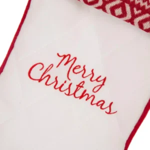 Glitzhome 21 in. White Fleece Polyester Christmas Decoration Stocking (2-Pack)