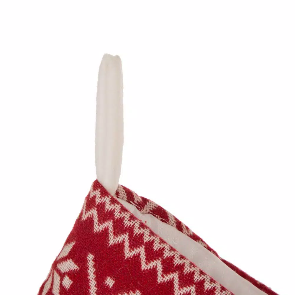 Glitzhome 21 in. White Fleece Polyester Christmas Decoration Stocking (2-Pack)