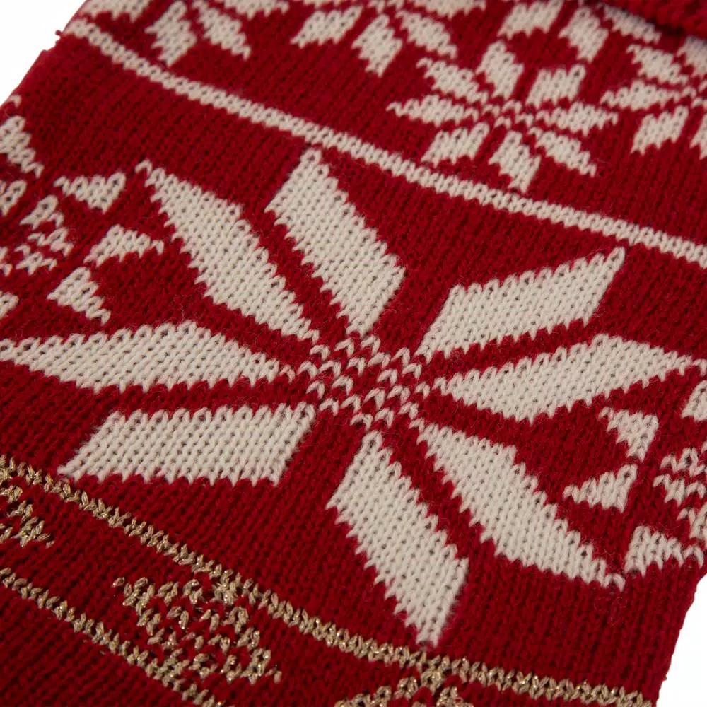 Glitzhome 24 in. Knitted Acrylic Christmas Decoration Snowflake Stocking (2-Pack)