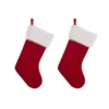 Glitzhome 20 in. Polyester Knitted Stocking with Faux Fur Cuff (2-Pack)