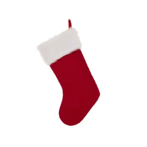 Glitzhome 20 in. Polyester Knitted Stocking with Faux Fur Cuff (2-Pack)