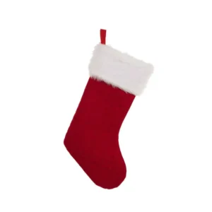 Glitzhome 20 in. Polyester Knitted Stocking with Faux Fur Cuff (2-Pack)