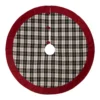 Glitzhome 48 in. D Black and White Plaid Fabric Christmas Tree Skirt with Red Trim