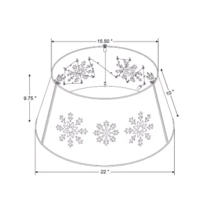 Glitzhome 21.65 in. D Snowflake Diecut Metal Tree Collar with Light String (KD)