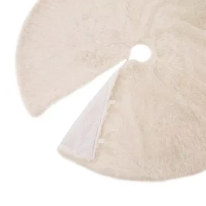 Glitzhome 48 in. D White Plush Christmas Tree Skirt