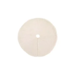 Glitzhome 48 in. D White Plush Christmas Tree Skirt