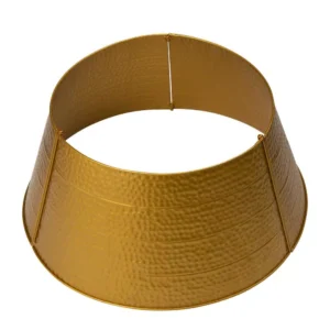 Glitzhome 26 in. Dia Golden Hammered Metal Tree Collar(KD)