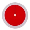 Glitzhome 48 in. D Red and White Felt Christmas Tree Skirt