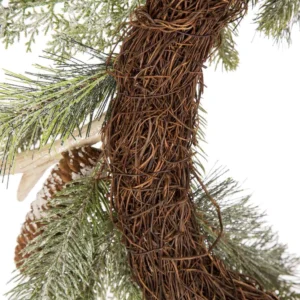 Glitzhome 24 in. D Flocked Pinecone and Antler Wreath