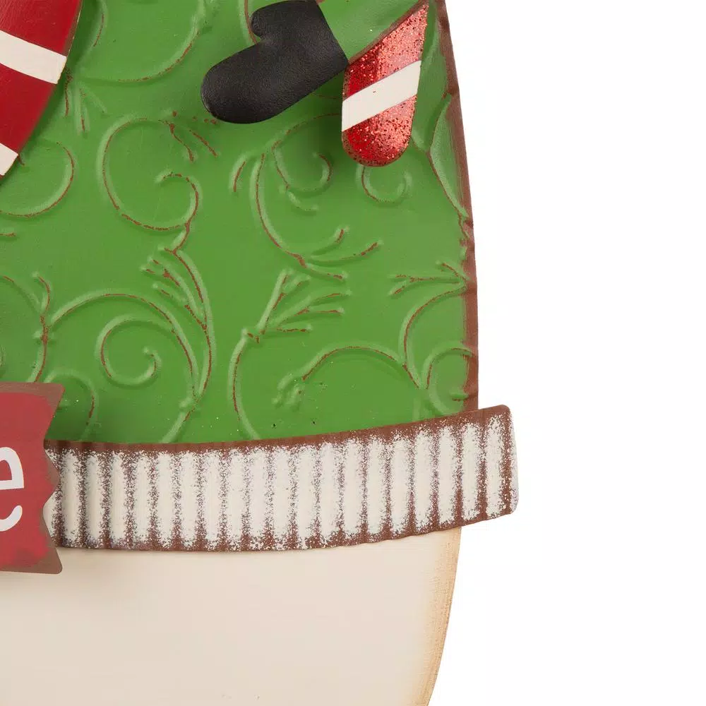 Glitzhome 3 ft. Metal Snowman Yard Stake or Standing Decor or Wall Decor (KD, 3-Function)