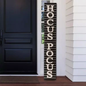 Glitzhome 60 in. H Halloween Wooden Hocus Pocus Standing Porch Sign or Hanging Decor (KD, 2-Function)
