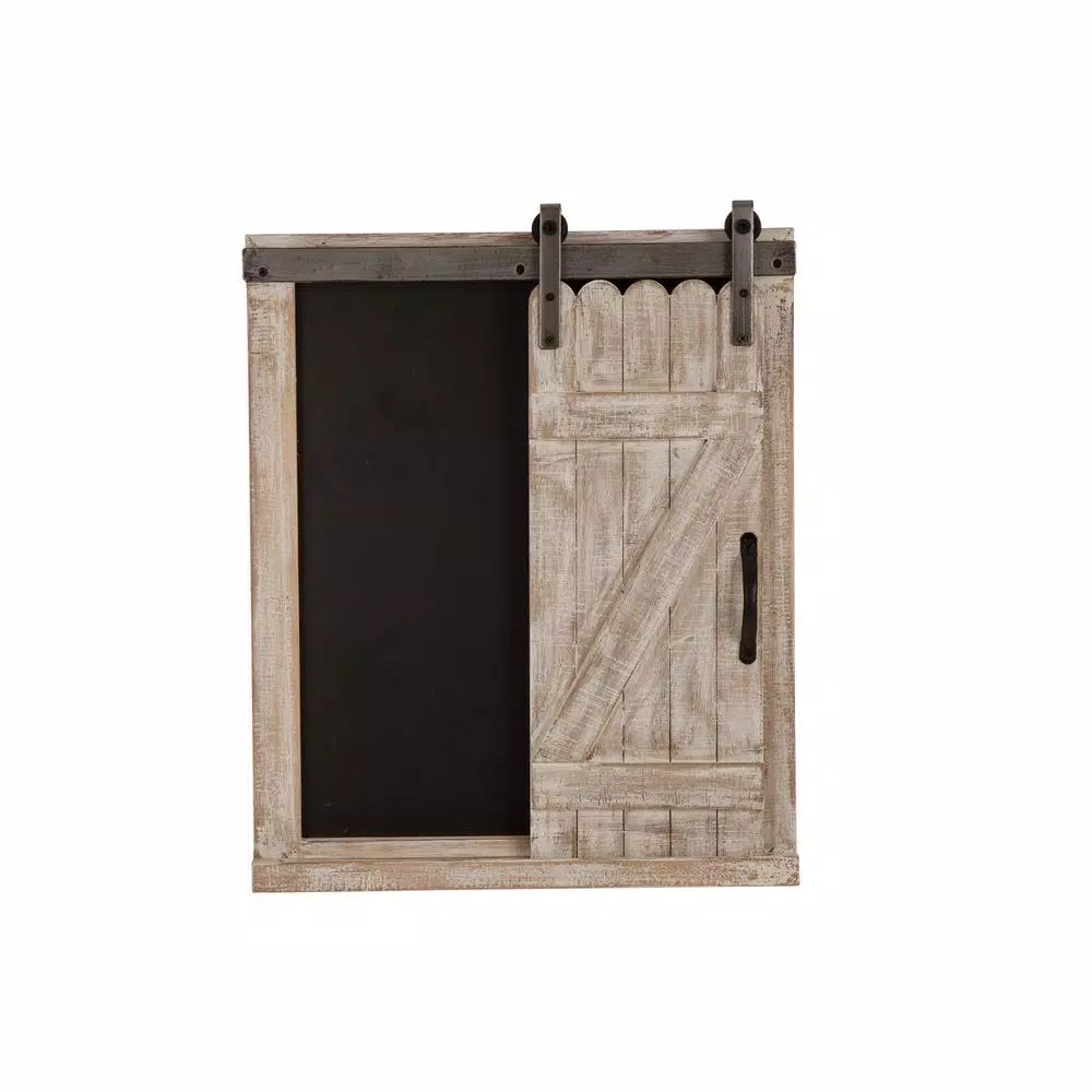 Glitzhome 19.75" H Farmhouse Wooden Chalkboard Barn Door Memo Board Wall Decor
