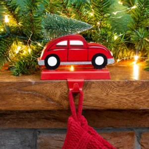 Glitzhome 5.31 in. H Wooden/Metal Red Car Stocking Holder