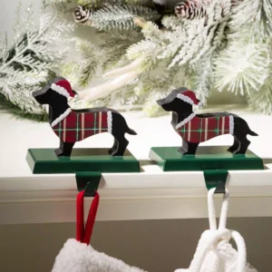 Glitzhome Wooden/Metal Dachshund Stocking Holder (Set of 2)