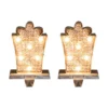 Glitzhome 2-Pack Marquee LED Wooden/Metal Gift Box Stocking Holder