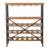 Glitzhome 34.25 in. H Vintage Floor Wine Bottle and Glass Rack