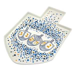 Godinger 11.50 in. W x 1 in. H x 1 in. D White Bone China Dreidel Platter