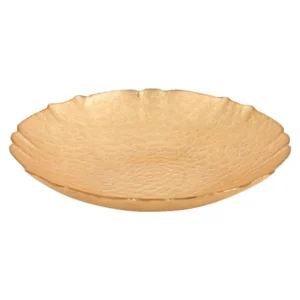 Badash Crystal Victoria Authentic 12 in. 32 oz. Gold Leaf on Glass Bowl