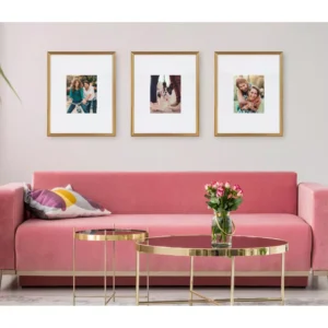 Kate and Laurel Adlynn 16 in. x 20 in. matted to 8 in. x10 in. Gold Picture Frames (Set of 3)