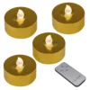 LUMABASE Gold Battery Operated Extra Large Tea Lights with Remote Control and 2-Timers (4-Count)