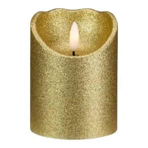 Northlight 4 in. Gold Glitter Flameless Battery Operated Christmas Decor Candle