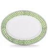 Golden Rabbit Green Scallops 12 in. x 16 in. Enamelware Oval Platter
