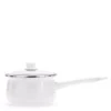 Golden Rabbit Enamelware 1.25 qt. Porcelain-Coated Steel Sauce Pan in Solid White with Glass Lid