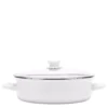 Golden Rabbit Enamelware 5 qt. Porcelain-Coated Steel Saute Pan in Solid White with Glass Lid