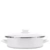 Golden Rabbit Enamelware 8 qt. Porcelain-Coated Steel Saute Pan in Solid White with Glass Lid